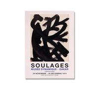 SSLDP LFHLI Affiche célèbre de Pierre Soulages Art Mural Abstrait Moderne Pierre Soulages Peinture et estampes sur Toile Décoration intérieure 50x70cmx1 sans Cadre