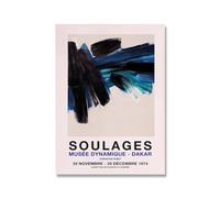 SSLDP LFHLI Affiche célèbre de Pierre Soulages Art Mural Abstrait Moderne Pierre Soulages Peinture et estampes sur Toile Décoration intérieure 50x70cmx1 sans Cadre
