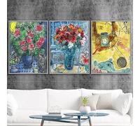 SSLDP LFHLI Affiche Classique impressionniste Marc Chagall Art Mural Abstrait Peinture et estampes sur Toile Marc Chagall Photo de décoration intérieure 50x70cmx3 sans Cadre