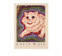 SSLDP LFHLI Affiche Classique Louis Wain Art Mural Vintage kaléidoscope de Chat Peinture et Impressions Louis Wain Décor de Maison 50x70cmx1 sans Cadre