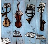 SSLDP LFHLI Affiche de buffet Bernard《Instruments de musique》Art mural Bernard Buffet Toile Peinture et estampes Décoration moderne 60x60cmx1 Sans cadre