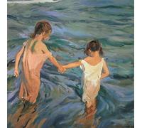 SSLDP LFHLI Affiche de Joaquin Sorolla《Boys on The Beach》Art Mural de Joaquin Sorolla Peinture et Impressions sur Toile Tableau de décoration Nordique 50x50cm sans Cadre