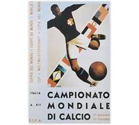 SSLDP LFHLI Affiche de la Coupe du Monde de la FIFA 1934 en Italie Imprimé rétro de Football Peinture sur Toile Sportive Peinture Murale Vintage Décoration de Salle de Sport 50x70cm sans Cadre