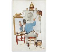 SSLDP LFHLI Affiche de Norman Rockwell《Autoportrait》 Art Mural Peinture Vintage sur Toile Gravures de Norman Rockwell Décoration Moderne 40x60cm sans Cadre