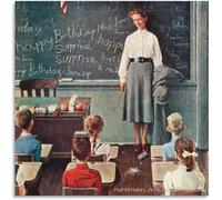 SSLDP LFHLI Affiche de Norman Rockwell Professeur d’école Art Mural Abstrait Peinture et gravures sur Toile Norman Rockwell Décor Maison Picturer 50x50cm sans Cadre