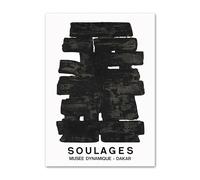 SSLDP LFHLI Affiche de Pierre Soulages Dessin Mural Abstrait Black Line Peinture et estampes sur Toile de Pierre Soulages pour Photos de décoration intérieure 50x70cm sans Cadre