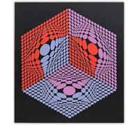 SSLDP LFHLI Affiche de Victor Vasarely Géométrie psychédélique Peinture sur Toile Victor Vasarely Art Mural et Impressions Décoration Nordique 60x60cm sans Cadre
