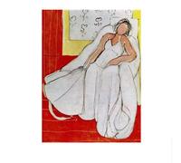 SSLDP LFHLI Affiche Henri Matisse《Fille avec Une Robe Blanche sur Fond Rouge》Art Mural et Impressions Matisse Peinture sur Toile Décor d’intérieur Image 50x70cm sans Cadre