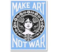 SSLDP LFHLI Affiche Make Art Not War Shepard Fairey Peinture Vintage sur Toile Abstraite Art Mural Shepard Fairey Décoration Tableau 40x60cm sans Cadre