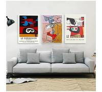 SSLDP LFHLI Affiches de l’Exposition Le Corbusier Art Mural Abstrait Vintage Peinture et estampes Le Corbusier Décoration intérieure Tableau 50x70cmx3 sans Cadre