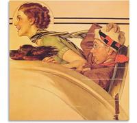 SSLDP LFHLI Affiches de Norman Rockwells Couple dans Rumble Seat Peinture et Art Mural Gravures de Norman Rockwells Décoration intérieure 50x50cm sans Cadre