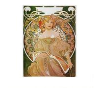 SSLDP LFHLI Alphonse Mucha Vintag Affiche Dame Portrait Art Mural Alphonse Mucha Peinture sur Toile Et Impressions Maison Salon Décor Photo 50x70cm sans Cadre