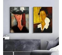 SSLDP LFHLI Amedeo Modigliani Affiches esthétiques Figurines Illustrations murales Amedeo Modigliani Peinture et gravures Décoration intérieure Photo 50x70cmx2 sans Cadre