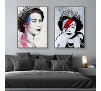SSLDP LFHLI Angleterre Reine Portrait Elizabeth II Affiche Moderne Art Mural Reine Elizabeth II Peinture sur Toile Et Impressions Home Decor Photo 40x60cmx2 sans Cadre