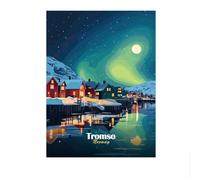 SSLDP LFHLI Célèbre Voyage Villes Affiche Vue De Nuit Toile Peinture Dessin Animé Voyage Ville Horizon Art Mural Et Impressions Décoration Intérieure Photo 50x70cm sans Cadre