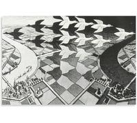 SSLDP LFHLI M.C. Escher Surréalisme Abstrait Affiche《Jour Et Nuit》Art Mural M.C. Escher Impressions Et Peinture Sur Toile Décoration Intérieure Photo Murale 40x60cm Sans Cadre