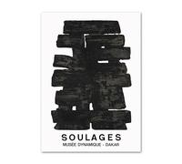 SSLDP LFHLI Pierre Soulages Affiche Abstraite Peinture Murale Black Ideal Line Pierre Soulages Peinture et estampes Décoration intérieure Tableau 50x70cm sans Cadre