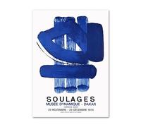 SSLDP LFHLI Pierre Soulages Affiche Abstraite Peinture Murale Blue Ideal Line Peinture et estampes Pierre Soulages Tableau de décoration intérieure 50x70cm sans Cadre
