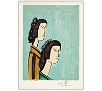 SSLDP LFHLI Poster rétro Bernard Buffet《Japonais, 1981》Art Mural Bernard Buffet Toile Peinture et Estampes Décoration Moderne Maison 50x70cmx1 sans Cadre