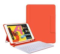 SSLQYLEE Pour iPad Case Couverture de Clavier Bluetooth sans Fil avec Fente pour Stylo 9,7 Pouces Couverture de Support Magnétique (Color : Orange White)