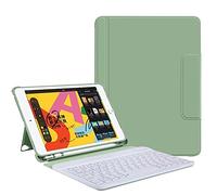 SSLQYLEE Pour iPad Case Couverture de Clavier Bluetooth sans Fil avec Fente pour Stylo 9,7 Pouces Couverture de Support Magnétique (Color : Green White)