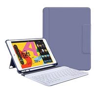 SSLQYLEE Pour iPad Case Couverture de Clavier Bluetooth sans Fil avec Fente pour Stylo 9,7 Pouces Couverture de Support Magnétique (Color : Gray White)