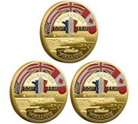 Sslvya Lot De 3 Pièces Commémoratives du Débarquement en Normandie, Seconde Guerre Mondiale, Souvenir De Seconde Guerre Mondiale, Objet De Collection pour Les Passionnés D'histoire Militaire, Cadeau