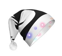 ssmbnvv Bonnet de Père Noël lumineux avec 3 modes de flash - Bonnet de Noël festif en peluche pour fêtes et événements - Noir