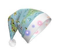 ssmbnvv Carte du monde Chapeau de Père Noël lumineux avec 3 modes de flash, bonnet de Noël festif en peluche pour fêtes événements