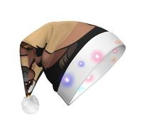 ssmbnvv Chapeau de Père Noël lumineux avec 3 modes de flash, bonnet de Noël festif en peluche pour fêtes et événements