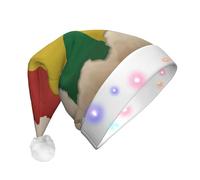 ssmbnvv Chapeau de Père Noël lumineux avec 3 modes de flash et drapeau de Sao Tomé-et-Principe Map04 - Bonnet de Noël festif en peluche pour fêtes, événements
