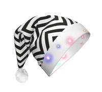 ssmbnvv Chapeau de Père Noël lumineux en zigzag avec 3 modes de flash, bonnet de Noël festif en peluche pour fêtes événements