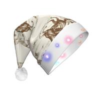 ssmbnvv Chapeau de Père Noël lumineux West Desert Cactus avec cowboys chevaux, avec 3 modes de flash, bonnet de Noël festif en peluche pour fêtes, événements