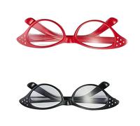 Ssmmam Lot de 2 lunettes œil de chat avec strass, costume rétro pour cosplay, hip-hop, cadeau de fête