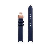 SSNAWBA Bracelet de montre concave for femme compatible avec VERSUS VERSACE VSP490118/VSPCD2217, bracelet en cuir de vache, encoche de 16 mm, boucle papillon de 10 mm(Dark Blue-rosegold)