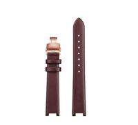 SSNAWBA Bracelet de montre concave for femme compatible avec VERSUS VERSACE VSP490118/VSPCD2217, bracelet en cuir de vache, encoche de 16 mm, boucle papillon de 10 mm(Brown-rosegold)