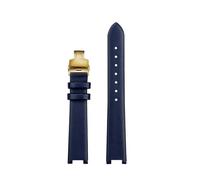 SSNAWBA Bracelet de montre concave for femme compatible avec VERSUS VERSACE VSP490118/VSPCD2217, bracelet en cuir de vache, encoche de 16 mm, boucle papillon de 10 mm(Dark Blue-gold)