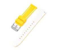 SSNAWBA Bracelet de montre de Sport en Silicone souple 20mm 22mm 24mm 26mm, caoutchouc de plongée étanche for hommes, Bracelet de remplacement, accessoires de montre(Yellow white,22mm)