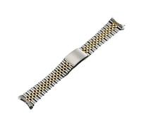 SSNAWBA Bracelet de montre en acier inoxydable massif compatible avec Rolex, compatible avec le bracelet en métal à extrémité incurvée Jubilee, bracelet de luxe(Silver-Gold,18mm)