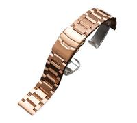SSNAWBA Bracelet de montre en acier inoxydable solide, 18 19 20 21 22mm 23mm 24mm 25mm, boucle pliante en métal, bracelet de remplacement, accessoires de montre(Rose gold,21mm)