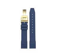 SSNAWBA Bracelet de montre en caoutchouc fluoré compatible avec les montres d'aviateur IWC Princekin Mark 20 PORTUGIESER, bracelet de montre en caoutchouc 20 mm 21 mm for homme(Blue-gold,21mm)