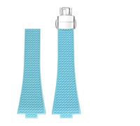 SSNAWBA Bracelet de montre en caoutchouc fluoré compatible avec Tissot PRX T137 FKM 11 mm 12 mm for homme et femme, fermoir déployant à dégagement rapide(LightBlue-silver,12mm)