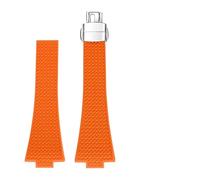 SSNAWBA Bracelet de montre en caoutchouc fluoré compatible avec Tissot PRX T137 FKM 11 mm 12 mm for homme et femme, fermoir déployant à dégagement rapide(Orange-silver,12mm)
