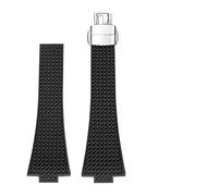 SSNAWBA Bracelet de montre en caoutchouc fluoré compatible avec Tissot PRX T137 FKM 11 mm 12 mm for homme et femme, fermoir déployant à dégagement rapide(Black-silver,12mm)