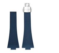 SSNAWBA Bracelet de montre en caoutchouc fluoré compatible avec Tissot PRX T137 FKM 11 mm 12 mm for homme et femme, fermoir déployant à dégagement rapide(Blue-silver,12mm)