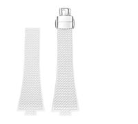 SSNAWBA Bracelet de montre en caoutchouc fluoré compatible avec Tissot PRX T137 FKM 11 mm 12 mm for homme et femme, fermoir déployant à dégagement rapide(White-silver,12mm)