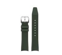 SSNAWBA Bracelet de montre en caoutchouc fluoré spécial Arc Mouth, compatible avec IWC Portugieser IW371620 IW371611, bracelet de montre 20 mm, boucle déployante, étanche(Green-Silver Pin)