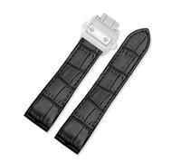 SSNAWBA Bracelet de montre en cuir compatible avec Cartier Santos 100, bracelet à boucle déployante for homme et femme, 20 mm et 23 mm(Black-Silver Buckle,20mm)