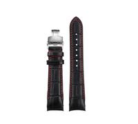 SSNAWBA Bracelet de montre en cuir de vache compatible avec Citizen ECO DRIVE BL8001-01A BL8003-05A, 20 mm, 21 mm, 22 mm, for homme, avec chaîne de montre à joint droit(1Black red-silver,22mm)