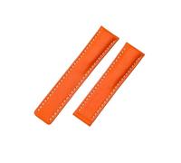 SSNAWBA Bracelet de montre en cuir véritable compatible avec Breitling, compatible avec Navitimer World Avenger Superocean 22 mm 24 mm for homme(Orange,22mm,Silver buckle)